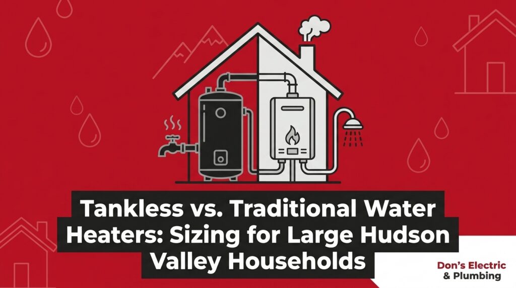 Tankless vs. Traditional Water Heaters: Sizing for Large Hudson Valley Households 1 Tankless vs. Traditional Water Heaters: Sizing for Large Hudson Valley Households — featured image